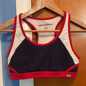 Tommy Hilfiger Red and Black Sports Bra Moisture-Wicking Design